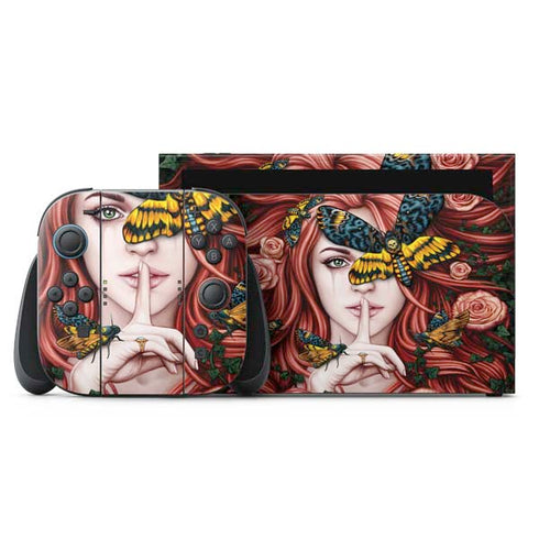 Gothic Woman and Death Moth Butterflies by Sarah Richter Nintendo Skins
